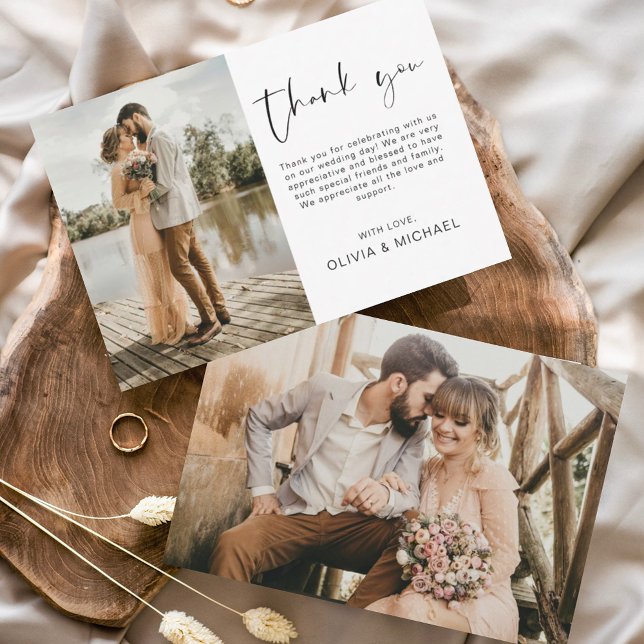 Budget Simple Photo Wedding Elegant Thank You Card (Creator Uploaded)
