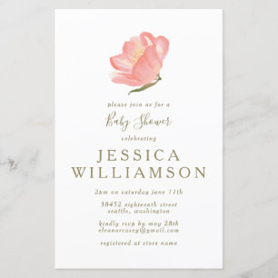 Budget Simple Pink Floral Baby Shower Invitation