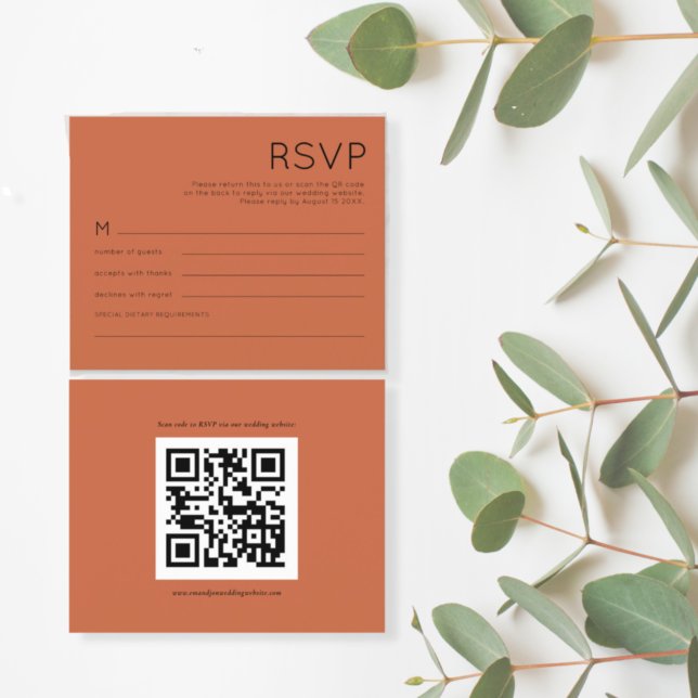 Budget Simple QR Code Terracotta Wedding RSVP (Creator Uploaded)