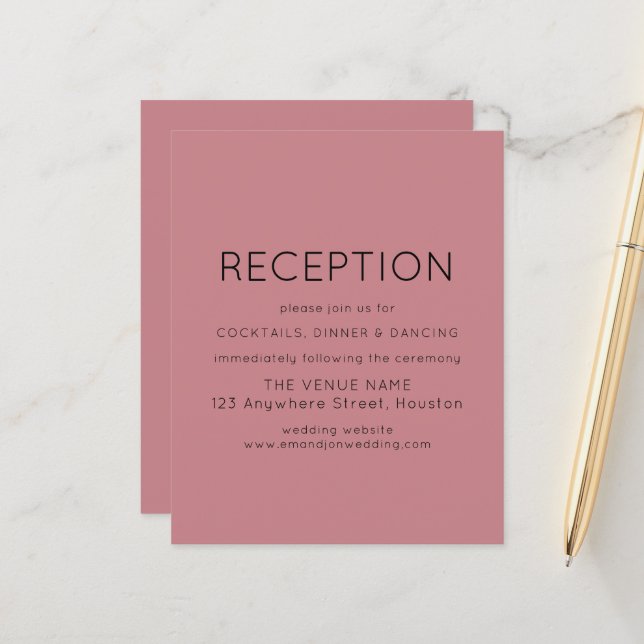 Budget Simple Reception Dusty Rose Wedding Encl (Front/Back In Situ)