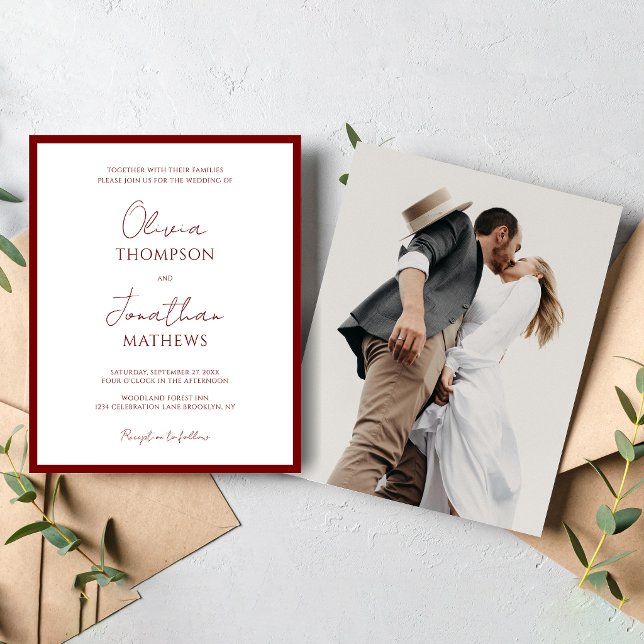 BUDGET Simple Red Border Script Photo Wedding (Creator Uploaded)