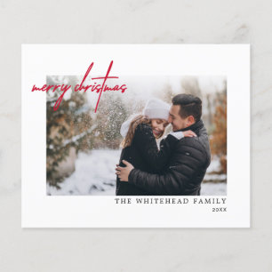 Budget Simple Red Merry Christmas White Card