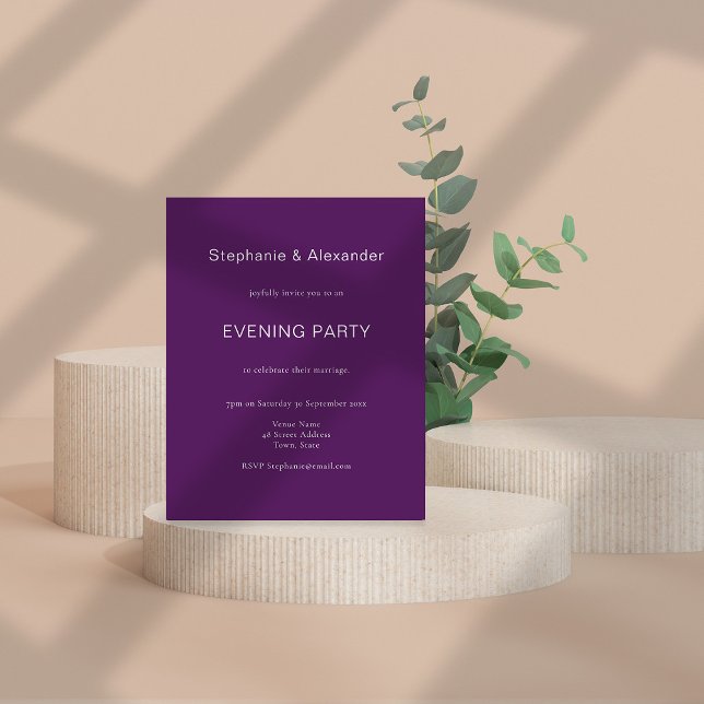 Budget Simple Royal Purple Evening Party Invite (Creator Uploaded)