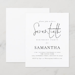 Budget Simple Script 70th Birthday Party Invite