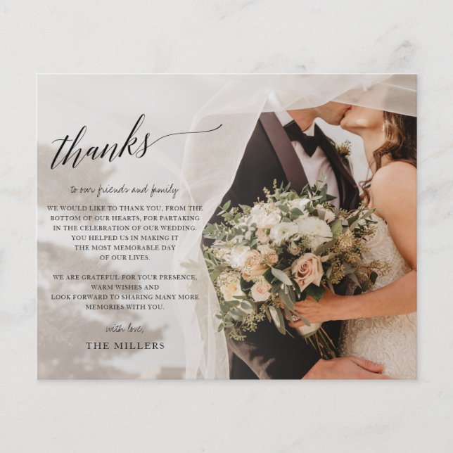 Budget Simple Script Handwritten Photo Thank You  (Front)