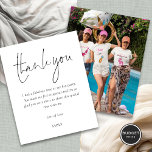 Budget Simple Script Photo Hen Party Thank You<br><div class="desc">Simple Script Photo Wedding Thank You. A budget friendly SMALLER 4.5” x 5.6” alternative. Available in a SEMI GLOSS 110 lb CARD STOCK or a SATIN FINISH 80 lb THINNER PAPER STOCK. Envelopes are an optional extra. An elegant minimalist typography design with a set handwriting style script for Thank You....</div>