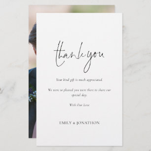 Budget Simple Script Photo Wedding Large Thank You