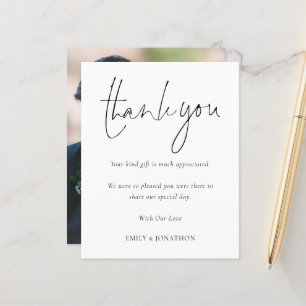 Budget Simple Script Photo Wedding Thank You