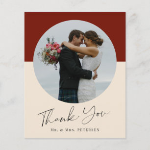 Budget simple script photo wedding thank you card