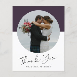 Budget simple script photo wedding thank you card
