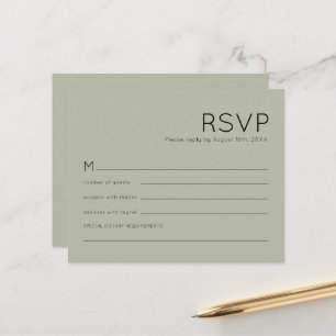 Budget Simple Soft Sage Green Wedding RSVP