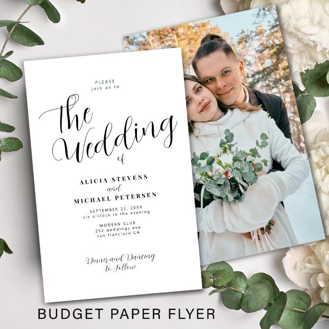Budget simple stylish photo wedding invitation flyer (Creator Uploaded)