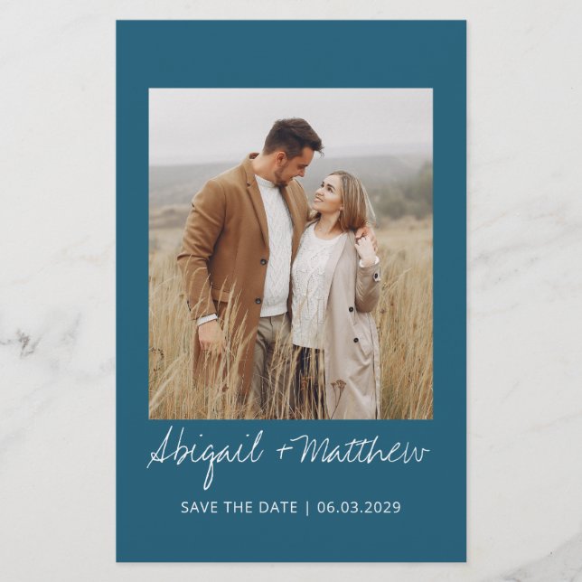 Budget Simple Teal Save The Date Invitation (Front)