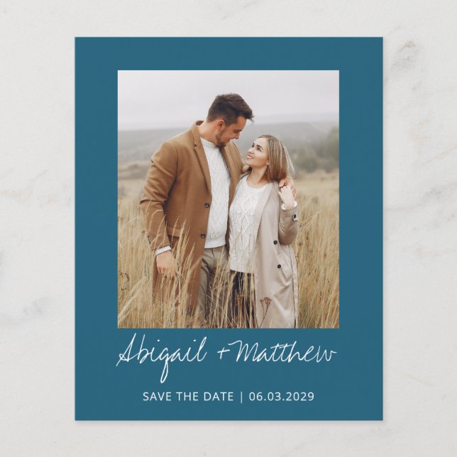 Budget Simple Teal Save The Date Invitation Flyer (Front)