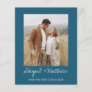 Budget Simple Teal Save The Date Invitation Flyer