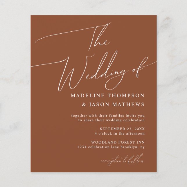 BUDGET Simple Terracotta Script The Wedding (Front)