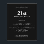 Budget Simple Text Black 21st Birthday Invitation<br><div class="desc">Budget Simple Text Black 21st Birthday Invitation. A value for money smaller 4.5 x 5.6 inch alternative defaulted to the semi gloss option which is recommended for invitations and is a similar thickness to a postcard. The satin option is much thinner paper better for enclosures.</div>
