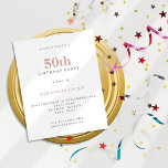 Budget Simple Text Blush 50th Birthday Invitation<br><div class="desc">Budget Simple Text Blush 50th Birthday Invitation. A value for money smaller 4.5 x 5.6 inch alternative defaulted to the semi gloss option which is recommended for invitations and is a similar thickness to a postcard. The satin option is much thinner paper better for enclosures.</div>
