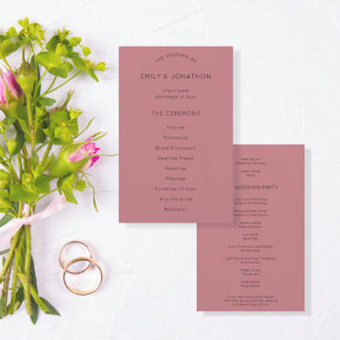 Budget Simple Text Dusty Rose Wedding Program