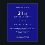 Budget Simple Text Navy 21st Birthday Invitation<br><div class="desc">Budget Simple Text Navy 21st Birthday Invitation. A value for money smaller 4.5 x 5.6 inch alternative defaulted to the semi gloss option which is recommended for invitations and is a similar thickness to a postcard. The satin option is much thinner paper better for enclosures.</div>