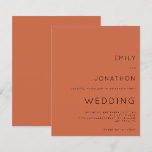 Budget Simple Text Terracotta Wedding Invitation