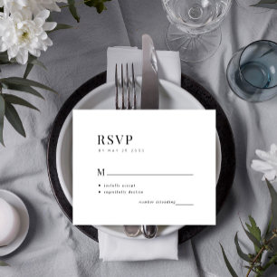 Budget simple typography minimal wedding RSVP card