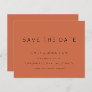 Budget Simple Typography Terracotta Save The Date