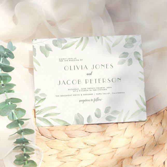 Budget Simple Watercolor Foliage Botanical Wedding (Creator Uploaded)