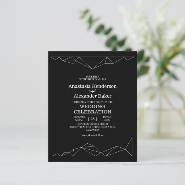 Budget Simple wedding invitation. (Standing Front)