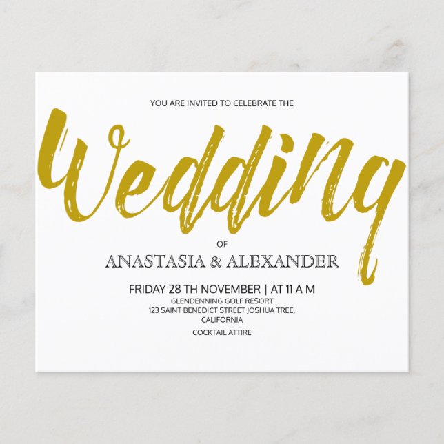 Budget Simple wedding invitation. Flyer (Front)