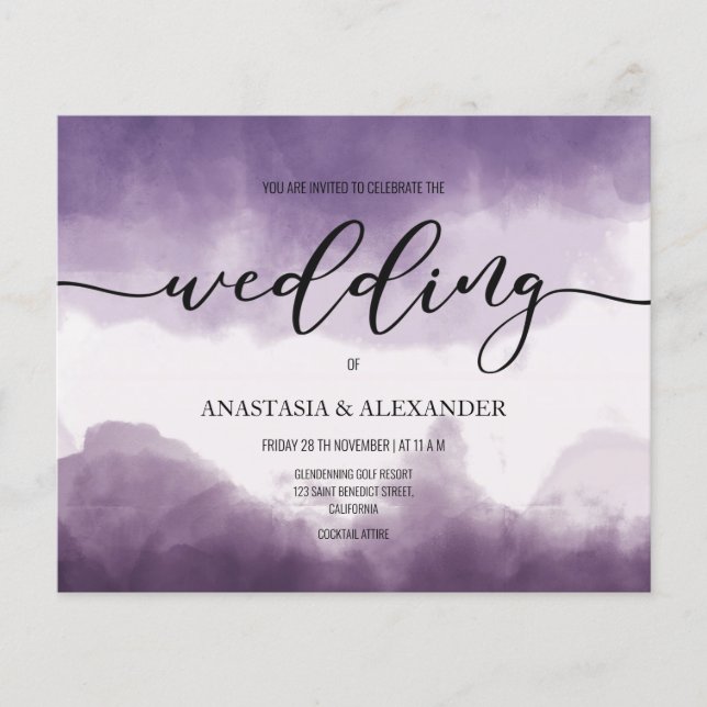 Budget simple wedding invitation. Flyer (Front)