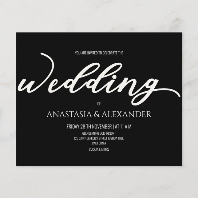 Budget Simple wedding invitation. Flyer (Front)