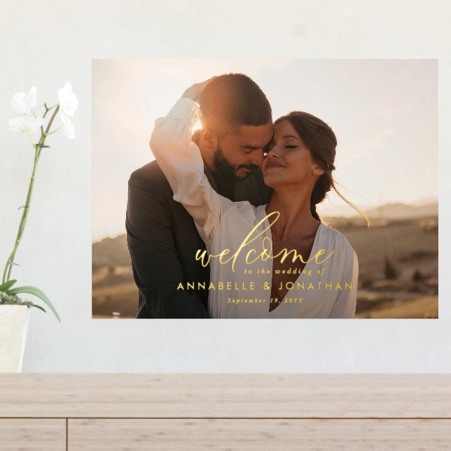 Budget simple wedding photo welcome eucalyptus foil prints (In Situ (Entry Table))