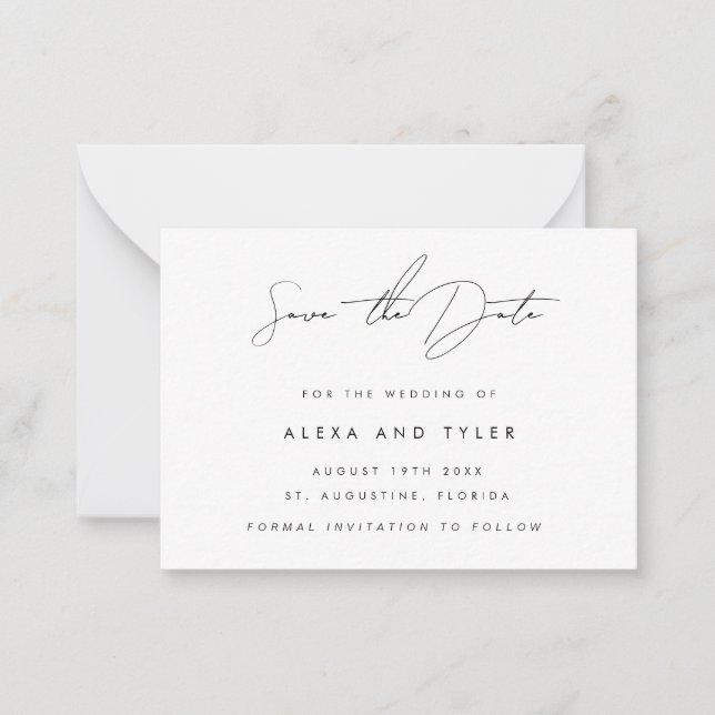 BUDGET Simple Wedding Save The Date Invitation (Front)