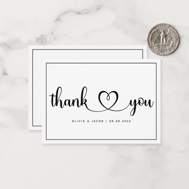 BUDGET Simple Wedding Thank You Card (Front/Back In Situ)