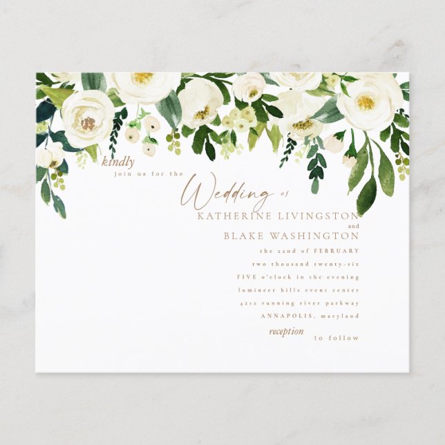Budget Simple White Floral & Gold Wedding (Front)