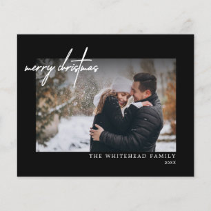 Budget Simple White Merry Christmas Black Card