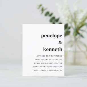 Budget Simple White Modern Wedding Invitation