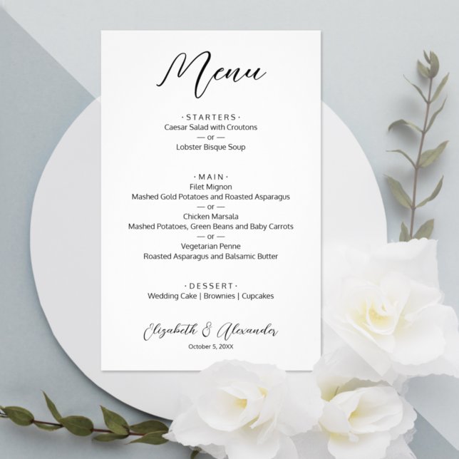 Budget Simple White Wedding Menu (Creator Uploaded)