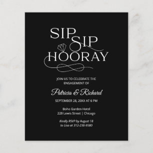 Budget Sip Sip Hooray Engagement Party Invitation