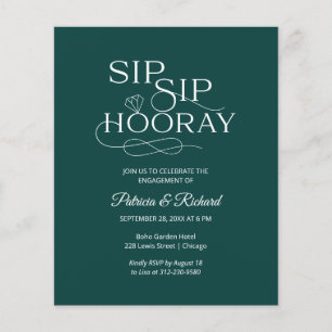 Budget Sip Sip Hooray Engagement Party Invitation