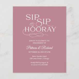 Budget Sip Sip Hooray Engagement Party Invitation