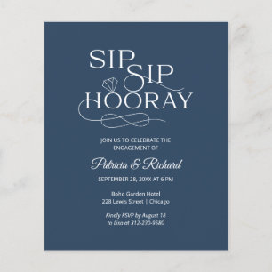Budget Sip Sip Hooray Engagement Party Invitation