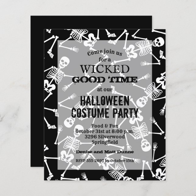 Budget Skeletons Halloween Invitations (Front/Back)