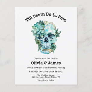 Budget Skull Gothic Halloween Wedding Invitation Flyer