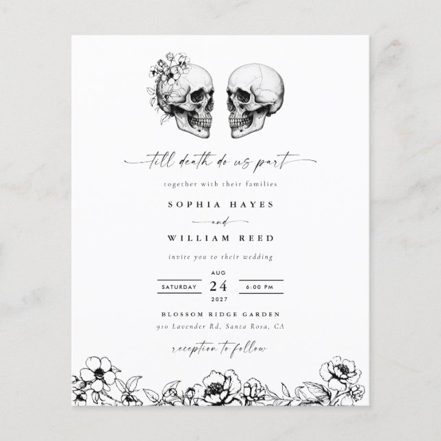 BUDGET Skull Hallowedding Retro Photo Goth Wedding Flyer (Front)