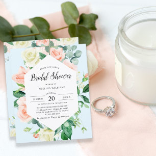 Budget Sky Blue Floral Bridal Shower Flyer