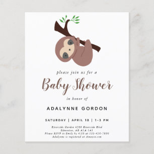 Budget Sloth Baby Shower Boy Adorable Animal 