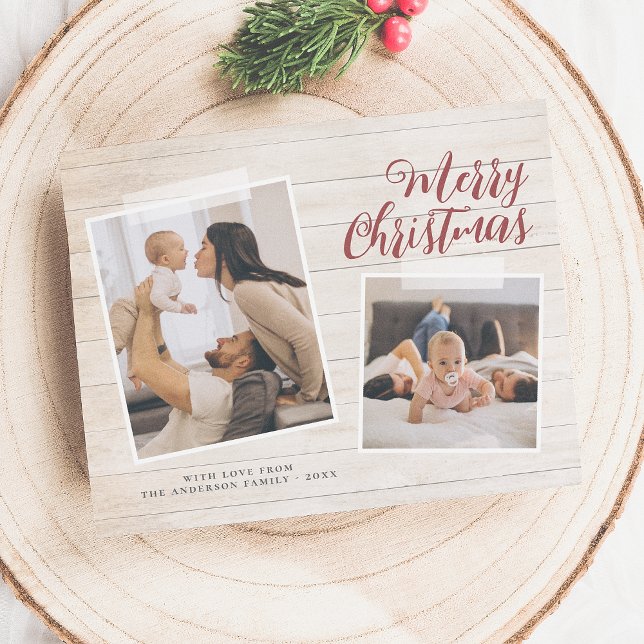 Budget Snapshot Christmas Two Photo Holiday Card (Creator Uploaded)