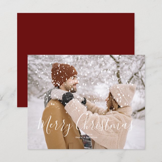 BUDGET Snow Overlay Photo Christmas Card (Front/Back)